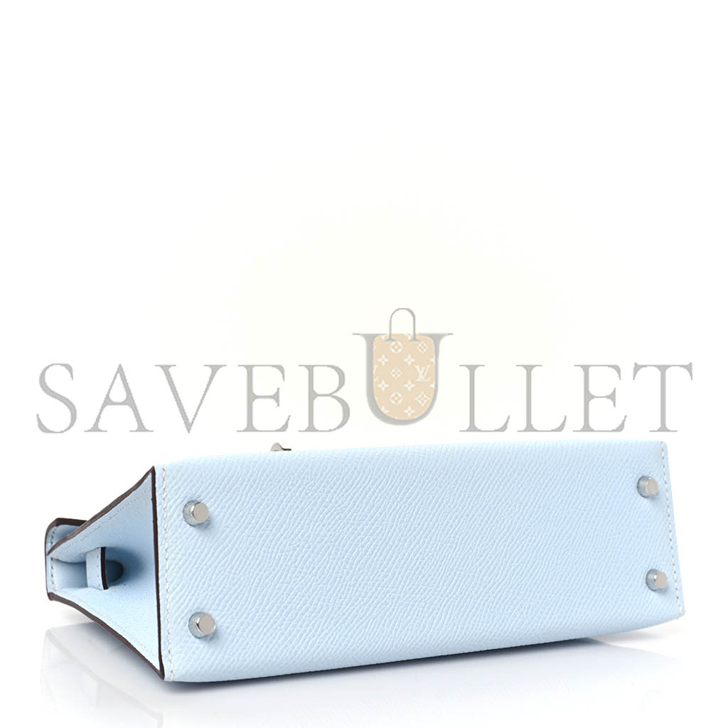 H**mes master mini kelly ii epsom haze blue silver buckle (19*12*5.5cm)